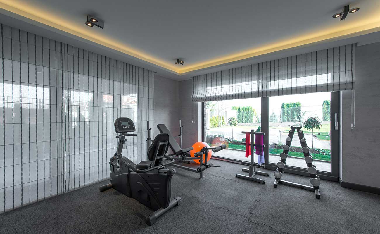 Home gym in a garage