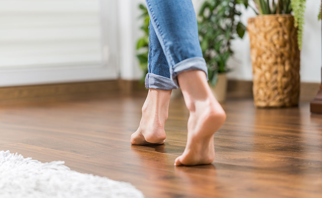 Girl walking on engineered flooring
