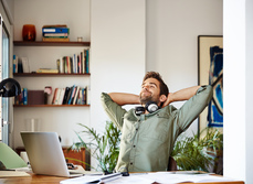 A home owner working from their home office
