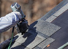 Shingles being installed