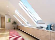 Skylights in a renovated house with a loft conversion.