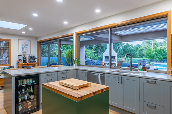 A unique colour palette creates a kitchen with a distinct personality.