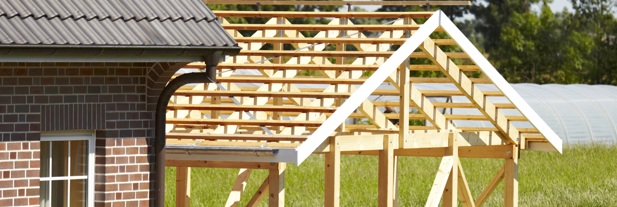Construction of an ADU in progress in Portland, Oregon, with wooden framing structure visible