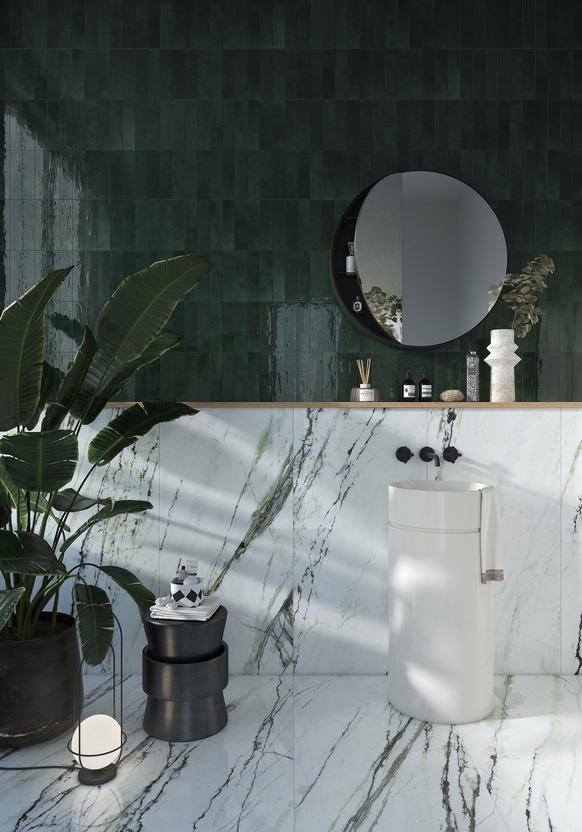 Calming and restorative, green is the colour of peace, and tiles!
