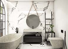 Panelled bathroom with marble