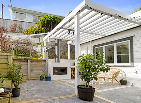 Courtyard with fireplace