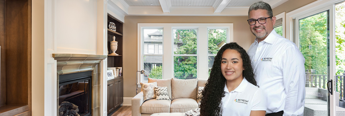 Our remodeling contractors in League City Ariel and Alejandra in a photo of their home remodel.