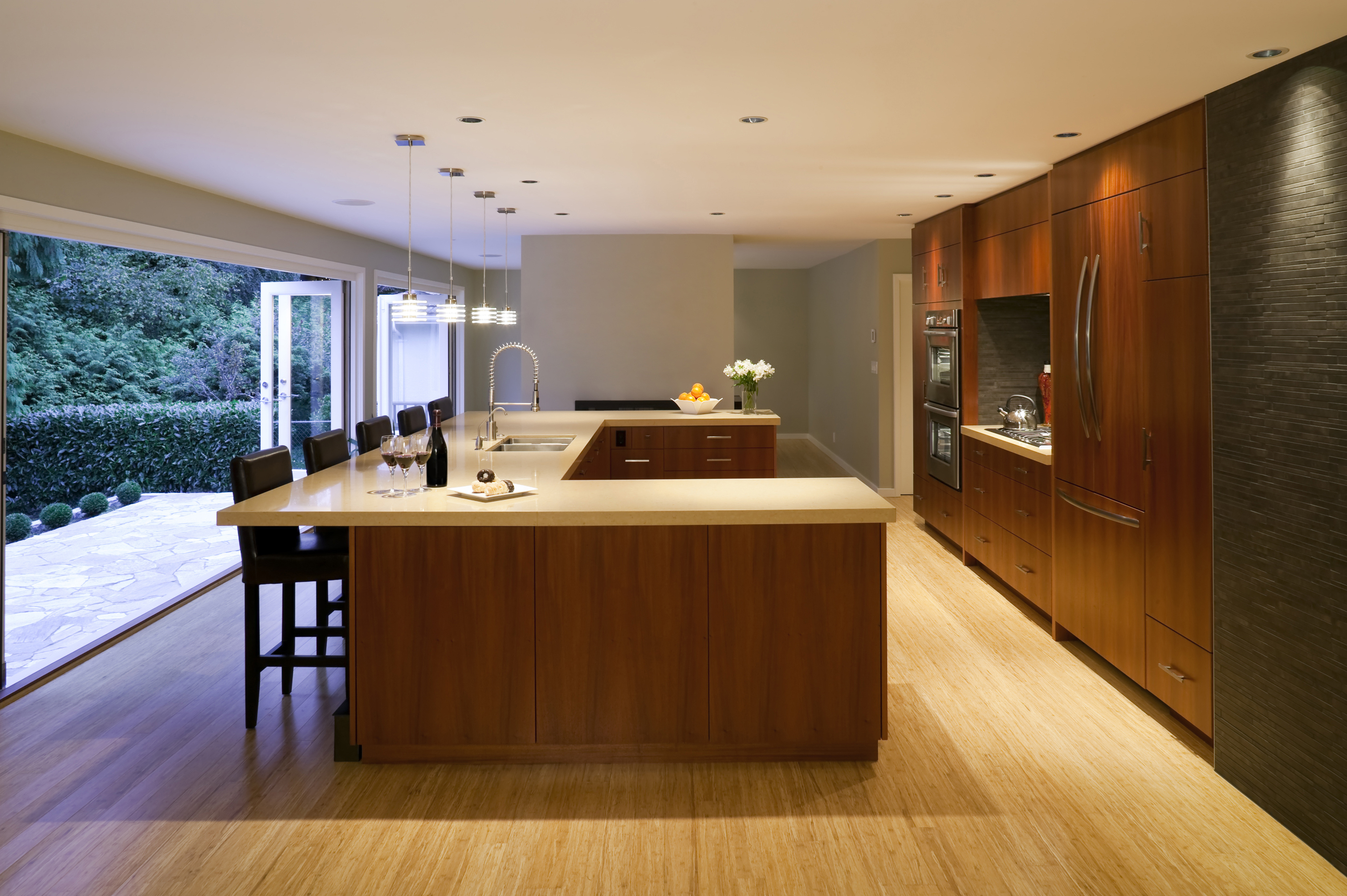 Kitchen with backsplash lighting