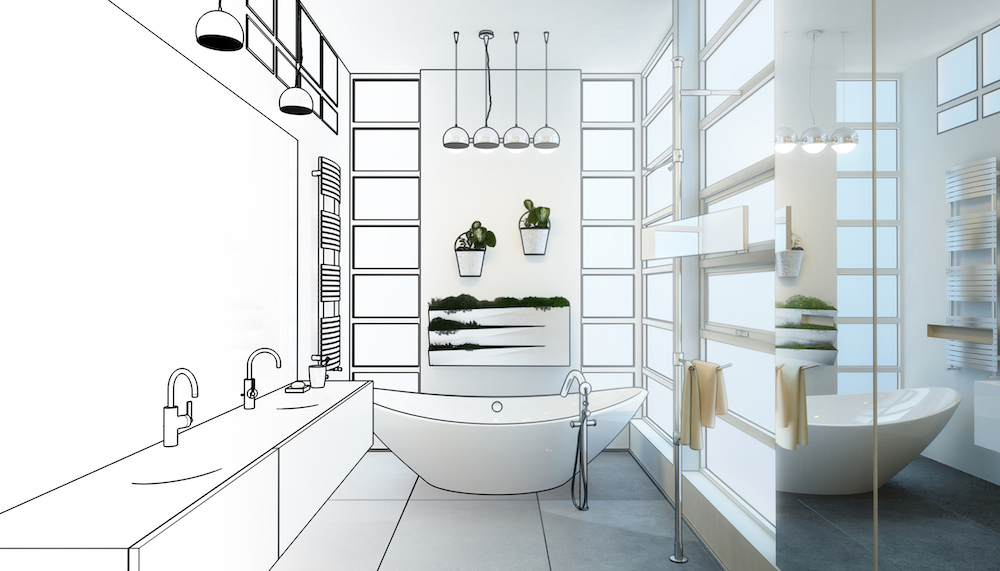 drawing of a bathroom renovation