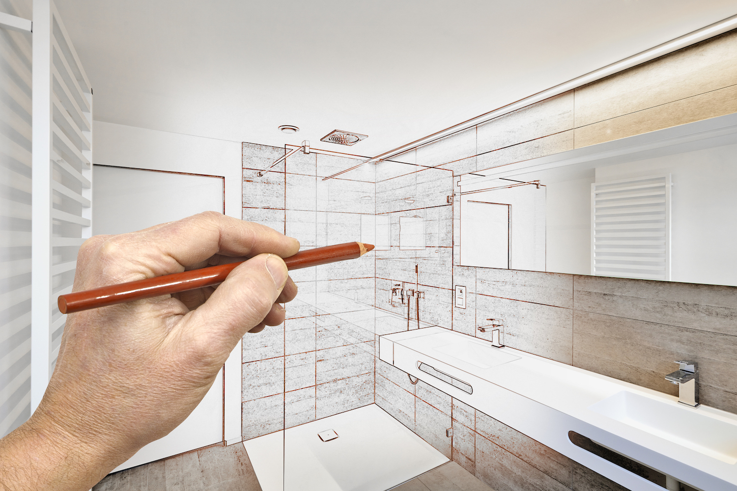 visualizing bathroom extension sketch