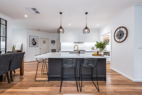 Kitchen with white and black colour palette