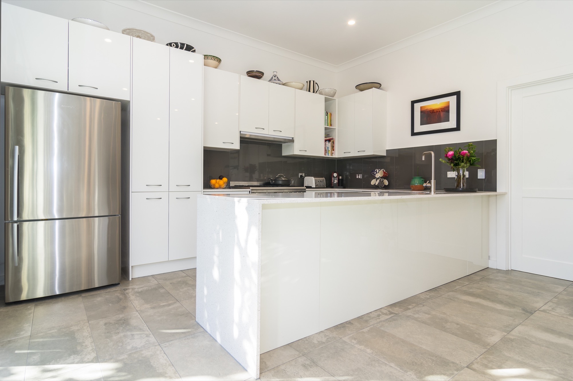 Grey slate backsplash