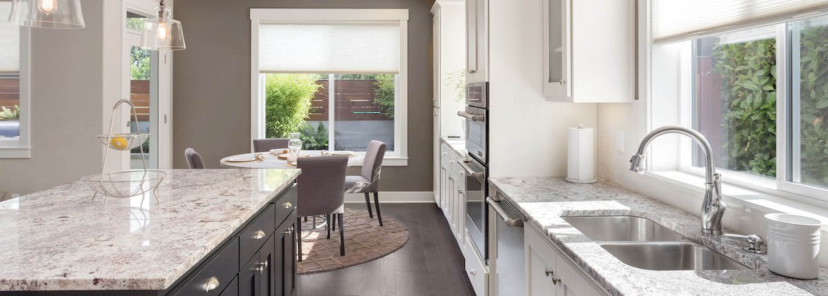 Kitchen remodeling with marble bench top