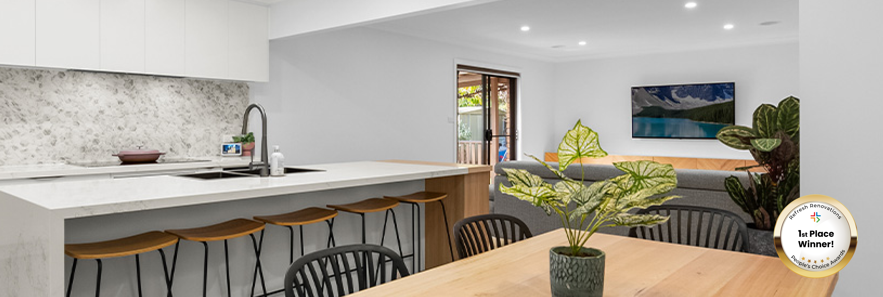 Winning project with a open-plan kitchen and dining room